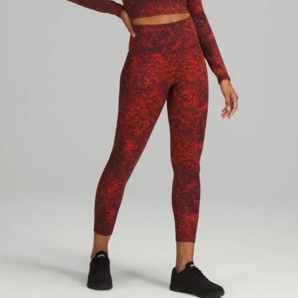 lululemon athletica Pants - 🚨 SOLD 🚨Lululemon Wunder Train HR Tight 25" Denim Wash Print Autumn Red Black